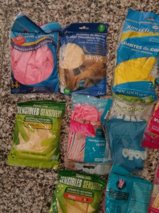 Lote Guantes de goma varios coloresy tamaños