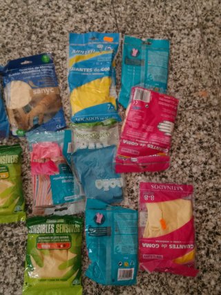 Lote Guantes de goma varios coloresy tamaños