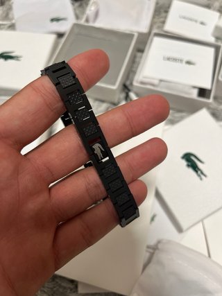 Pulsera Lacoste Negra y Plateada