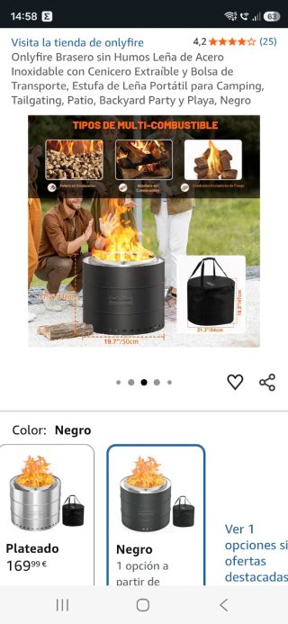 Brasero Onlyfire sin humos.