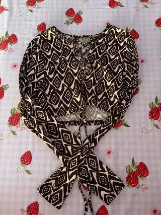 Top Marrón Manga Larga Estampado