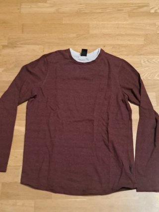 Camiseta manga larga hombre burdeos
