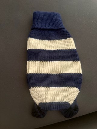Ropa para perro a rayas azul y beige