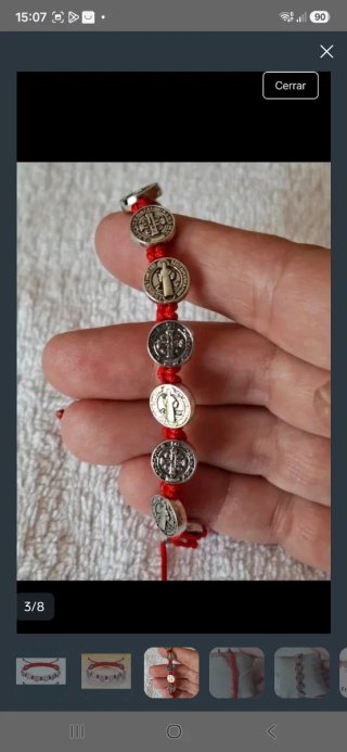 Pulsera San Benito Protector Roja y Plateada nueva