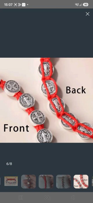 Pulsera San Benito Protector Roja y Plateada nueva