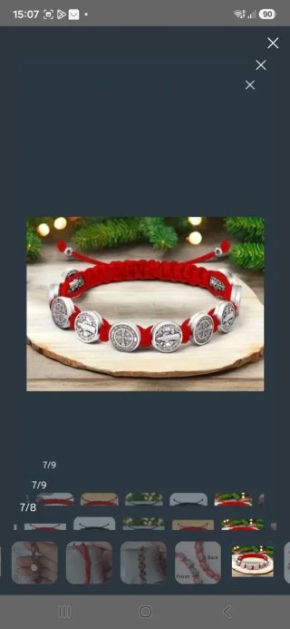 Pulsera San Benito Protector Roja y Plateada nueva