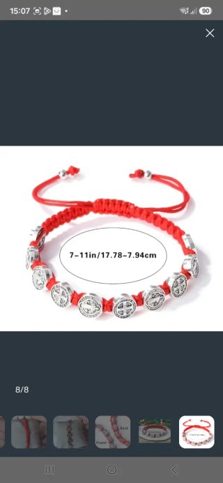 Pulsera San Benito Protector Roja y Plateada nueva