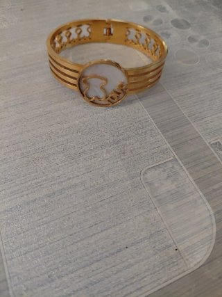 Pulsera Tous Osito Dorado y Blanco