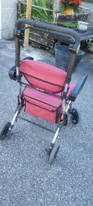 Andador con asiento y bolsa para adultos
