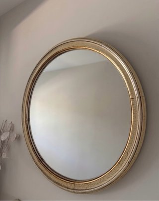 Espejo Ovalado Pared Dorado Beige