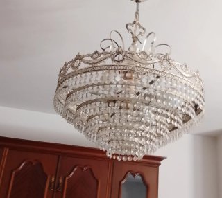 Lámpara de techo de cristal y plata