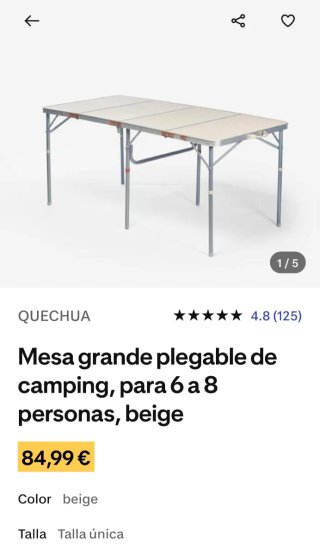 Mesa plegable camping metal