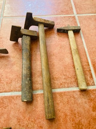 Lote 12 Martillos y Mazo Madera Antiguos