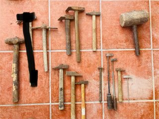 Lote 12 Martillos y Mazo Madera Antiguos