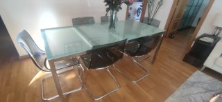 Mesa Comedor Cristal y Metal