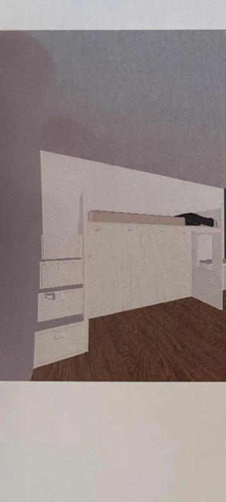 Cama alta con escalera y cajones
