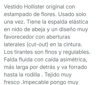 Vestido Hollister floral blanco XS