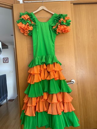 Traje Flamenco Verde y Naranja