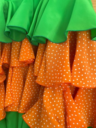 Traje Flamenco Verde y Naranja