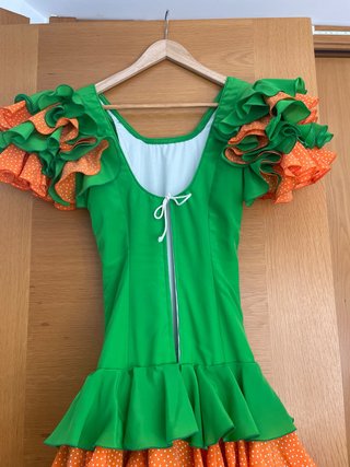 Traje Flamenco Verde y Naranja