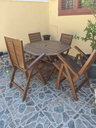 Conjunto Mesa y Sillas Jardín Madera