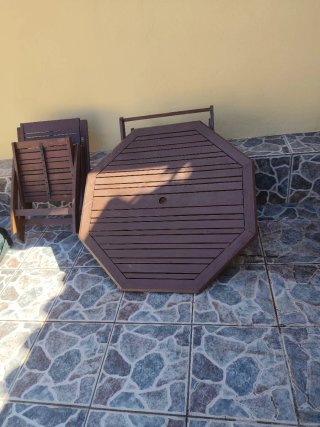 Conjunto Mesa y Sillas Jardín Madera