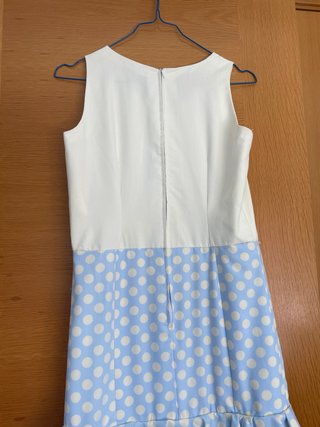 Traje Gitana Lunares Azul Beige