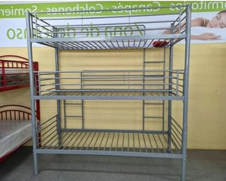 Litera Triple Metálica Gris Robusta