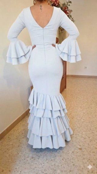 Traje de Flamenca blanco TODAS LAS TALLAS