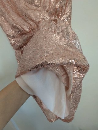 Vestido Lantejoulas Rose Dourado Curto