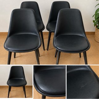 Sillas Nórdicas Negro Asiento Piel