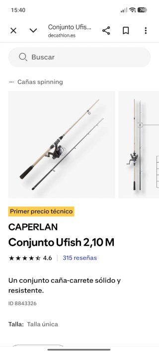 Conjunto de pesca CAPERLAN Ufish 2,10 M