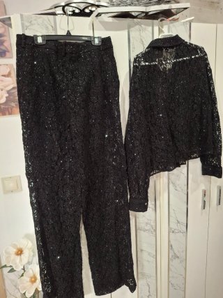 Conjunto Zara Blusa y Pantalón Brillos
