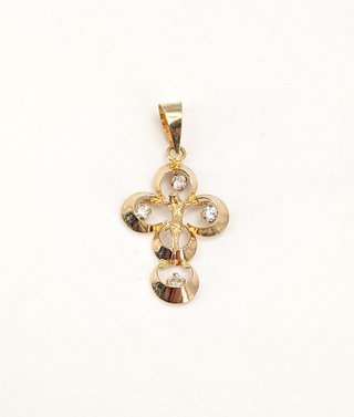 Cruz de Oro de 18K con circonitas, 0.7 g.