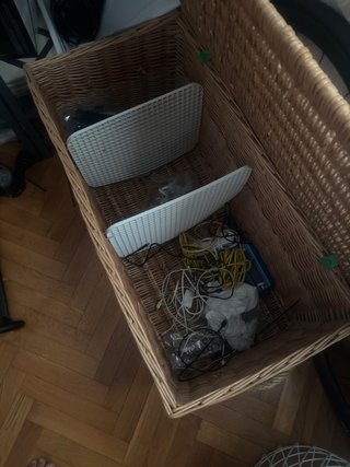 Caja de mimbre grande con tapa