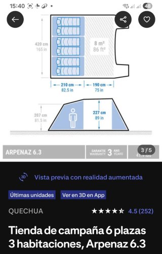 Tienda campaña 6 plazas Arpenaz 6.3