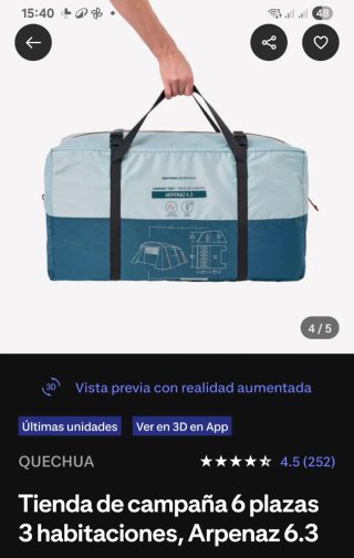 Tienda campaña 6 plazas Arpenaz 6.3