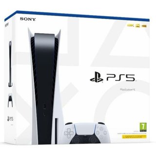 PlayStation 5 con mando azul y caja original.