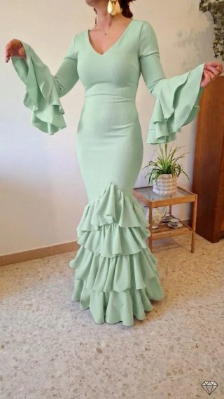 Traje de Flamenca verde agua TODAS LAS TALLAS