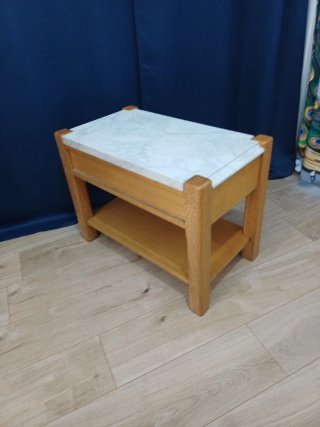 Mesita de noche vintage madera y mármol