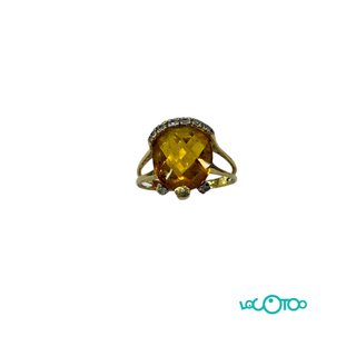 Anillo Oro 18k con Citrino y circonitas