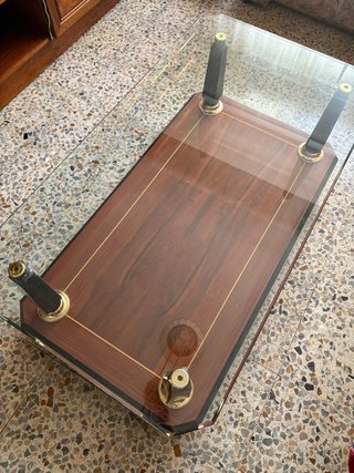 Mesa de centro cristal y madera