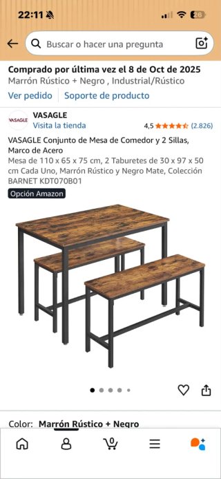 Mesa y 2 bancos estilo industrial
