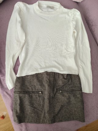 Conjunto Stradivarius punto gris y blanco Talla S