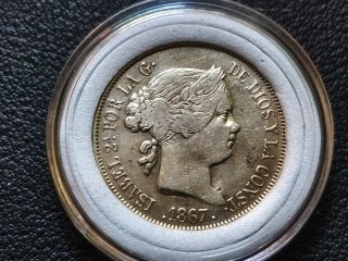 Isabel II 40 céntimos de escudo 1867 Plata