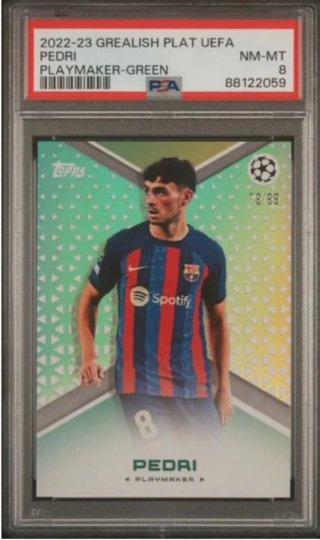 Pedri 2022-23 UEFA Playmaker Green /99 PSA 8
