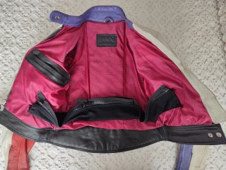 Chaqueta de moto de piel multicolor