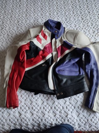 Chaqueta de moto de piel multicolor