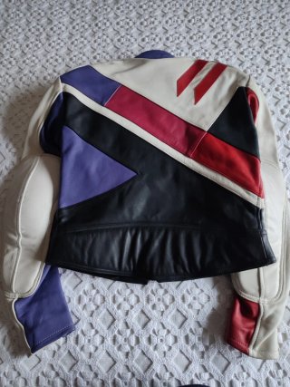 Chaqueta de moto de piel multicolor