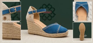 Alpargatas Cuña miMaO Beige/Azul Made in Spain